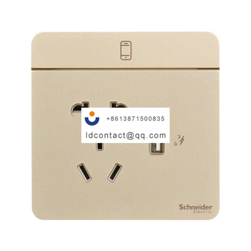 10A 250V 带保护门二/三极插座带2.1A USB插座,薄暮金 Schneider product image