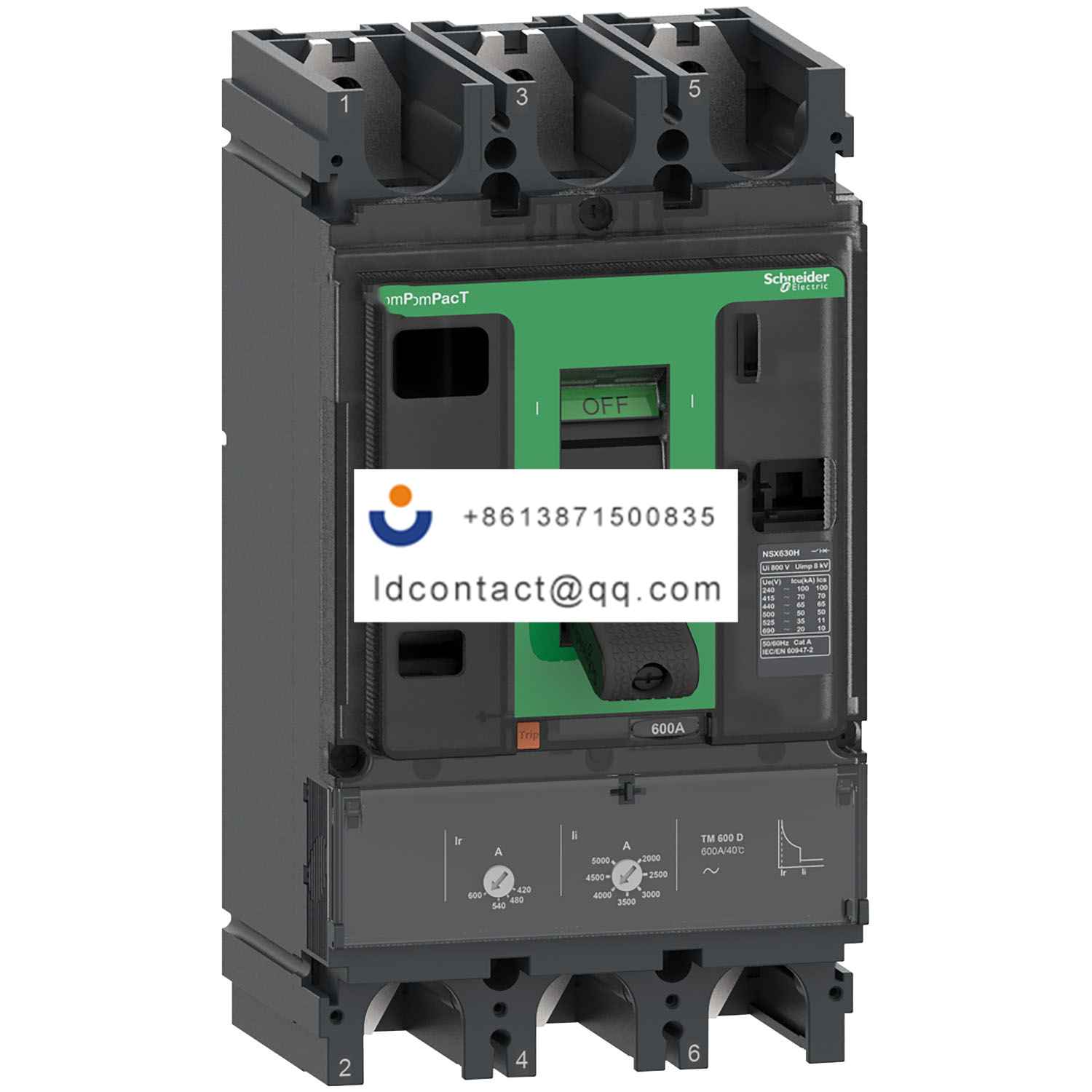 NSX630N 50kA AC 630A TMD 3P3D Schneider product image