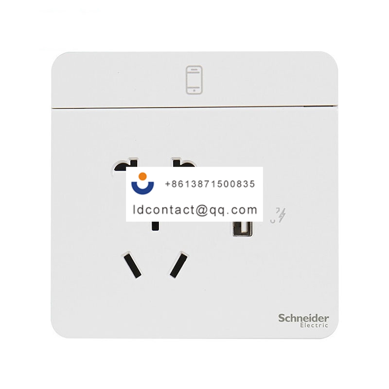10A 250V 带保护门二/三极插座带2.1A USB插座,镜瓷白 Schneider product image