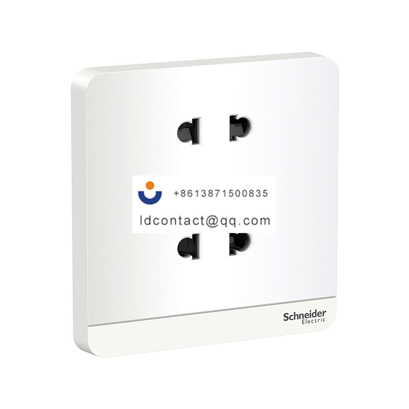 10A 250V 双联带保护门二极扁圆脚插座,镜瓷白 Schneider product image
