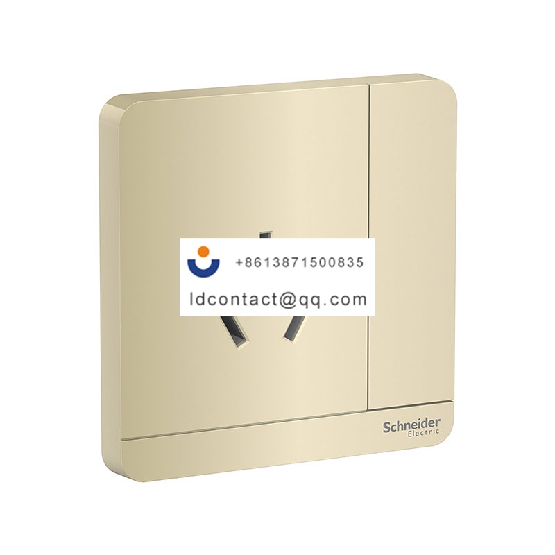 16A 250V 带开关带保护门三极扁脚插座,薄暮金 Schneider product image