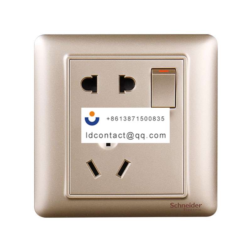 10A 250V 二/三极插座连单控开关_金色 Schneider product image